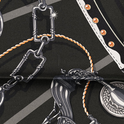 Hermes Silk C'est La Fete Double Face Scarf 90 Kaki Anthracite Gris 7 of 7