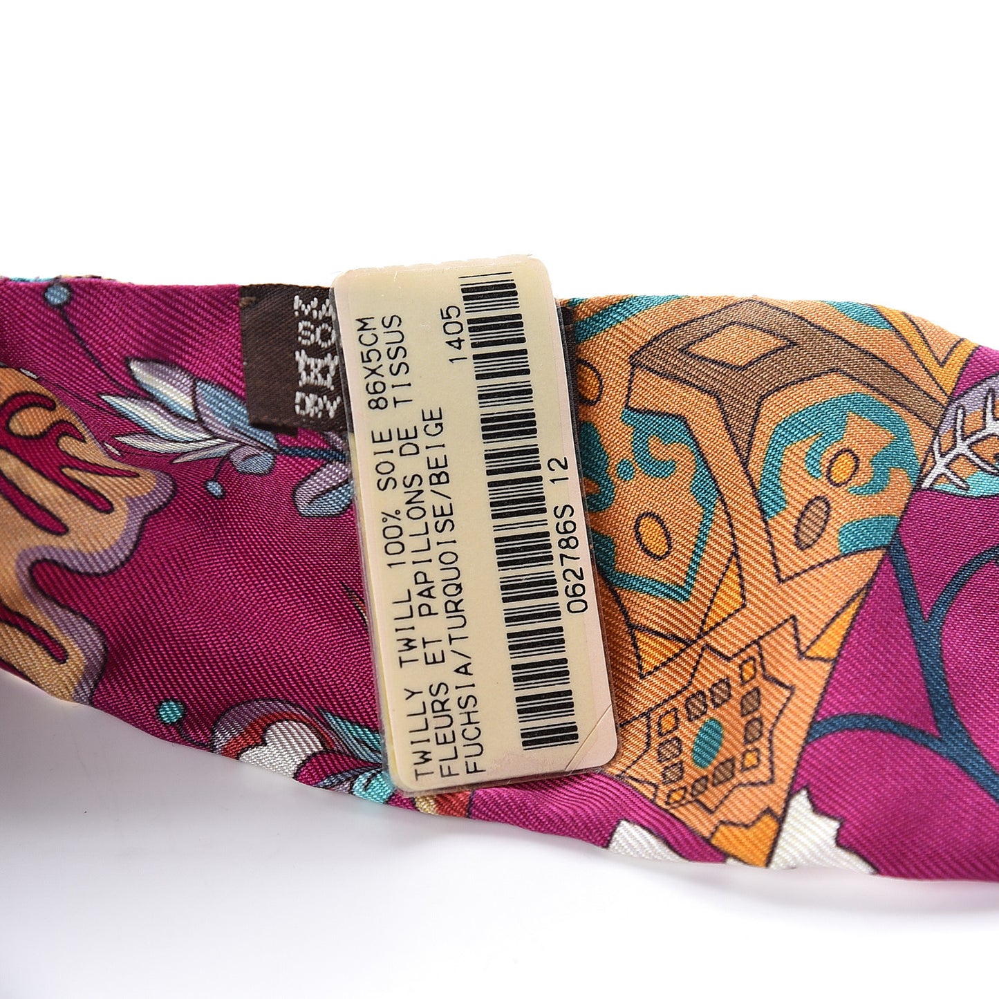 Silk Fleurs et Papillons de Tissus Twilly Fuchsia Turquoise Beige