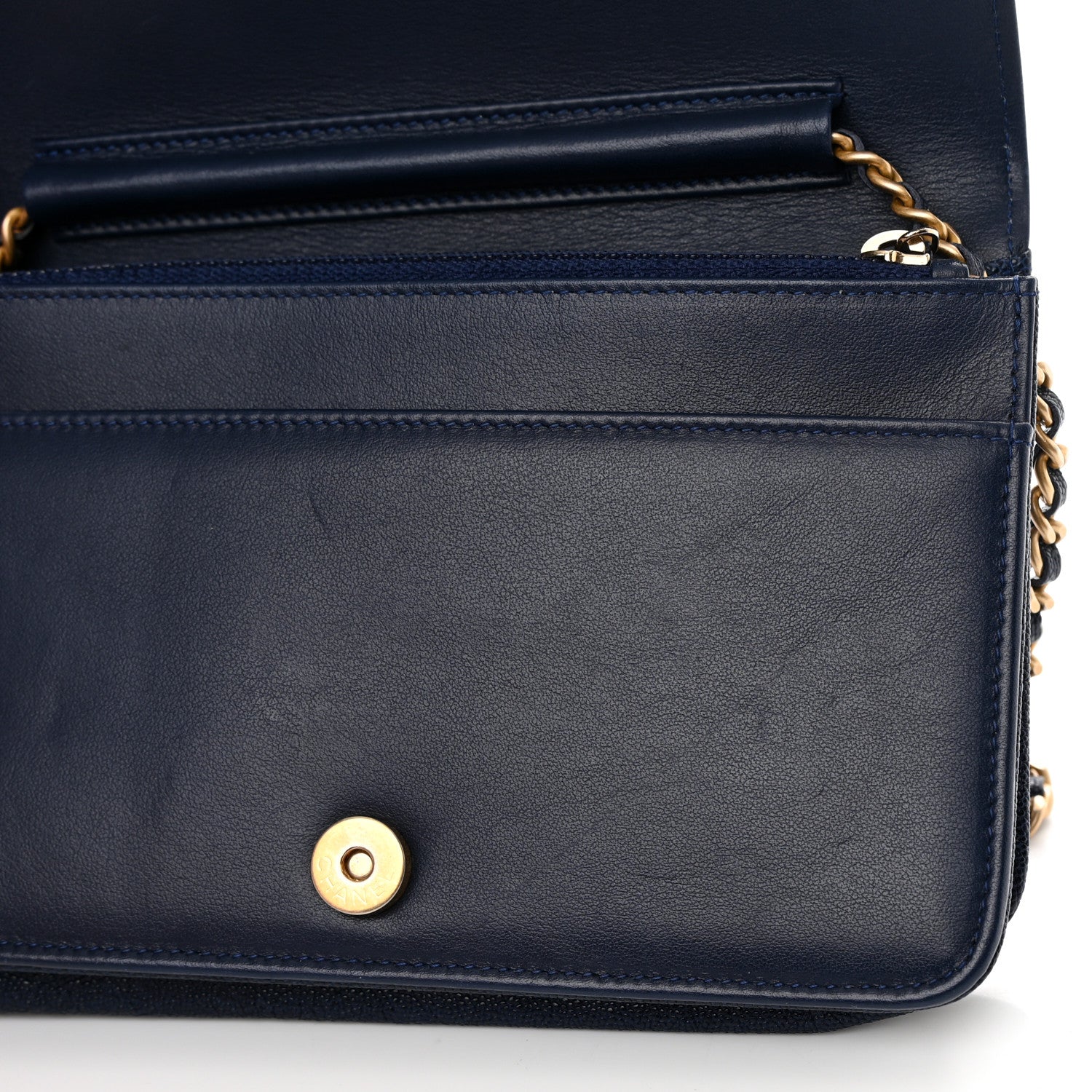 Chanel Caviar Quilted Boy Wallet On Chain WOC Navy 12 of 15