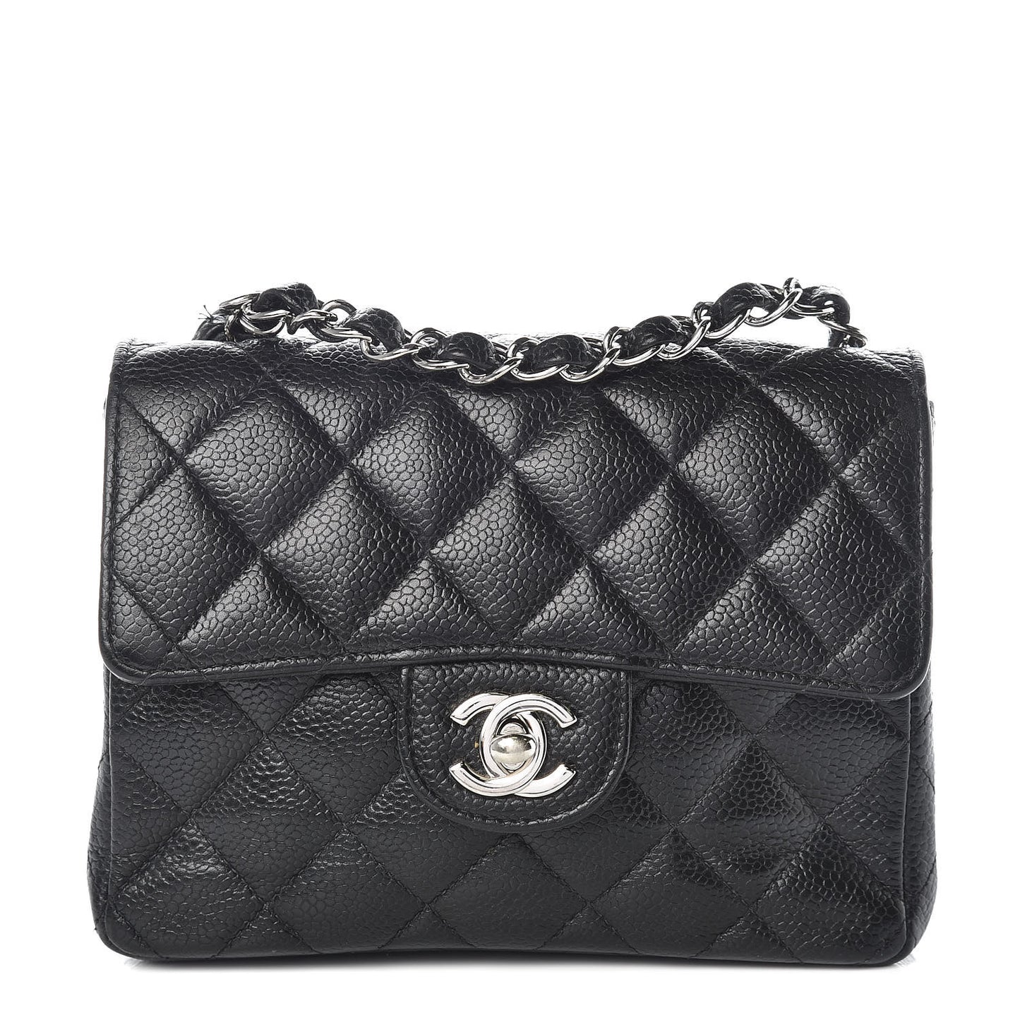 Caviar Quilted Mini Square Flap Black