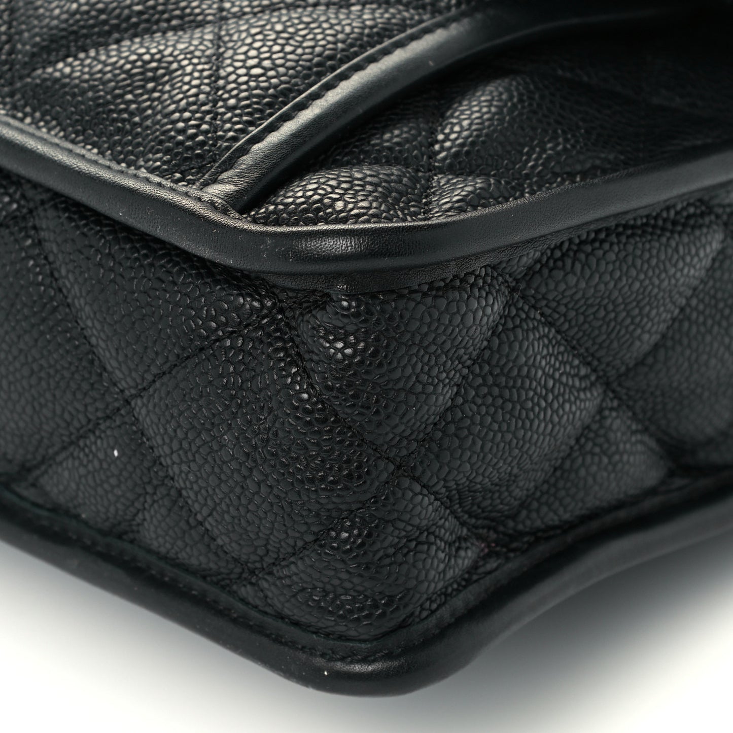 Caviar Quilted Large French Riviera Flap Black