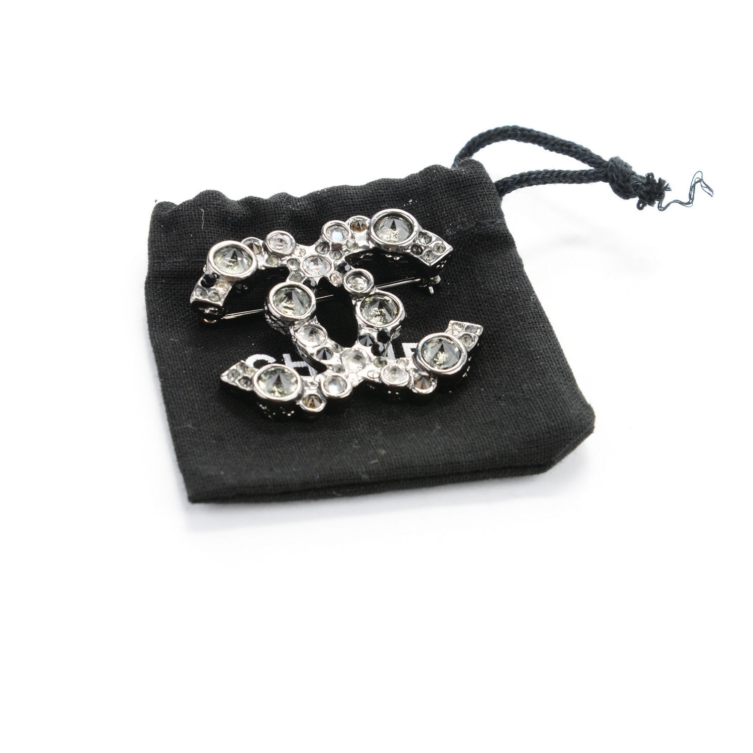 Chanel Ruthenium Crystal CC Brooch 6 of 6