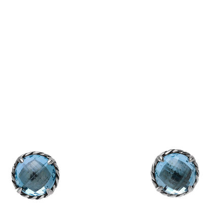 David Yurman Sterling Silver Blue Topaz 8mm Chatelaine Earrings 1 of 4