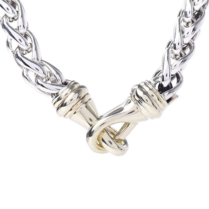 David Yurman Sterling Silver 14K Yellow Gold 8mm Wheat Chain Necklace 4 of 5