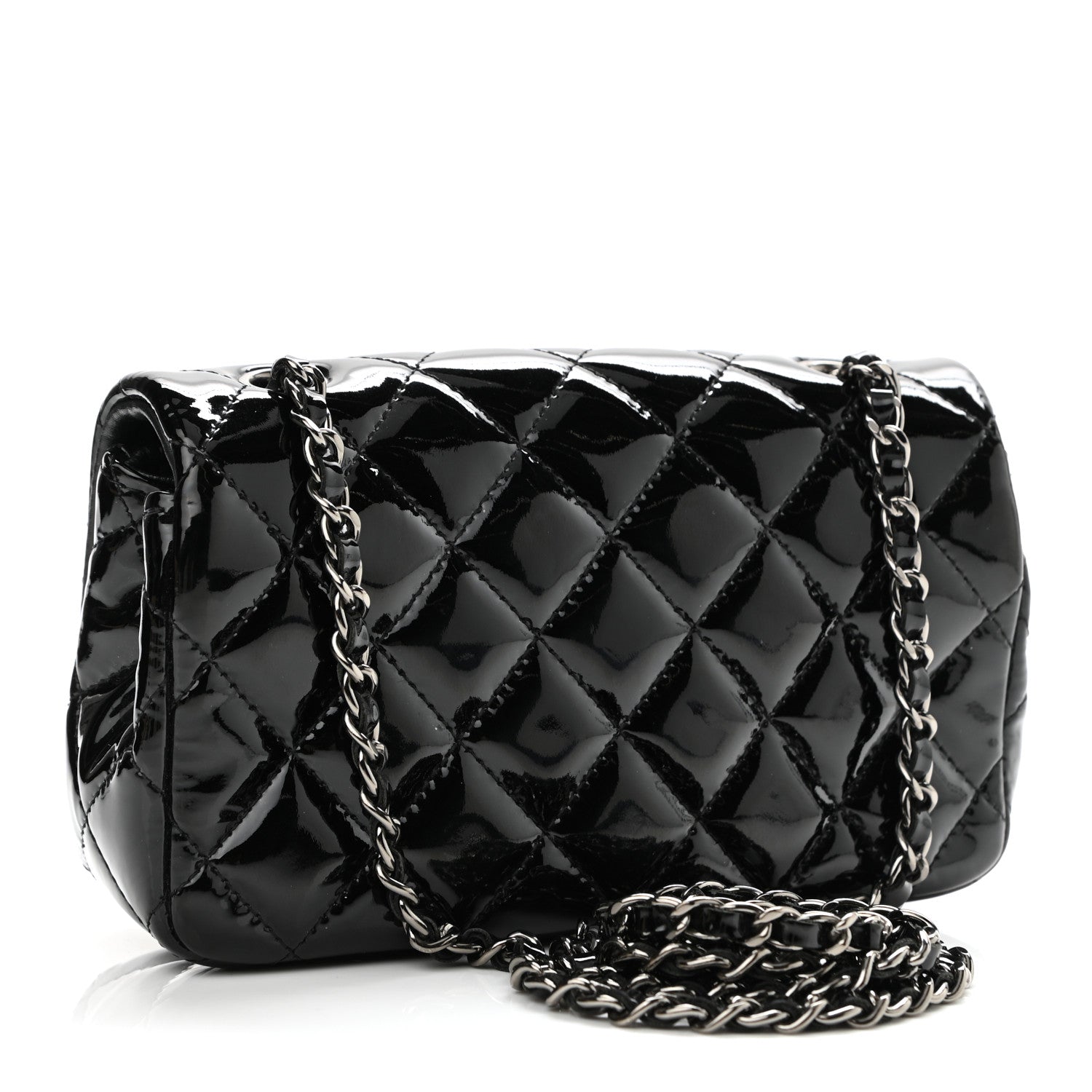 Chanel Patent Calfskin Quilted Extra Mini Rectangular Flap Black 3 of 10
