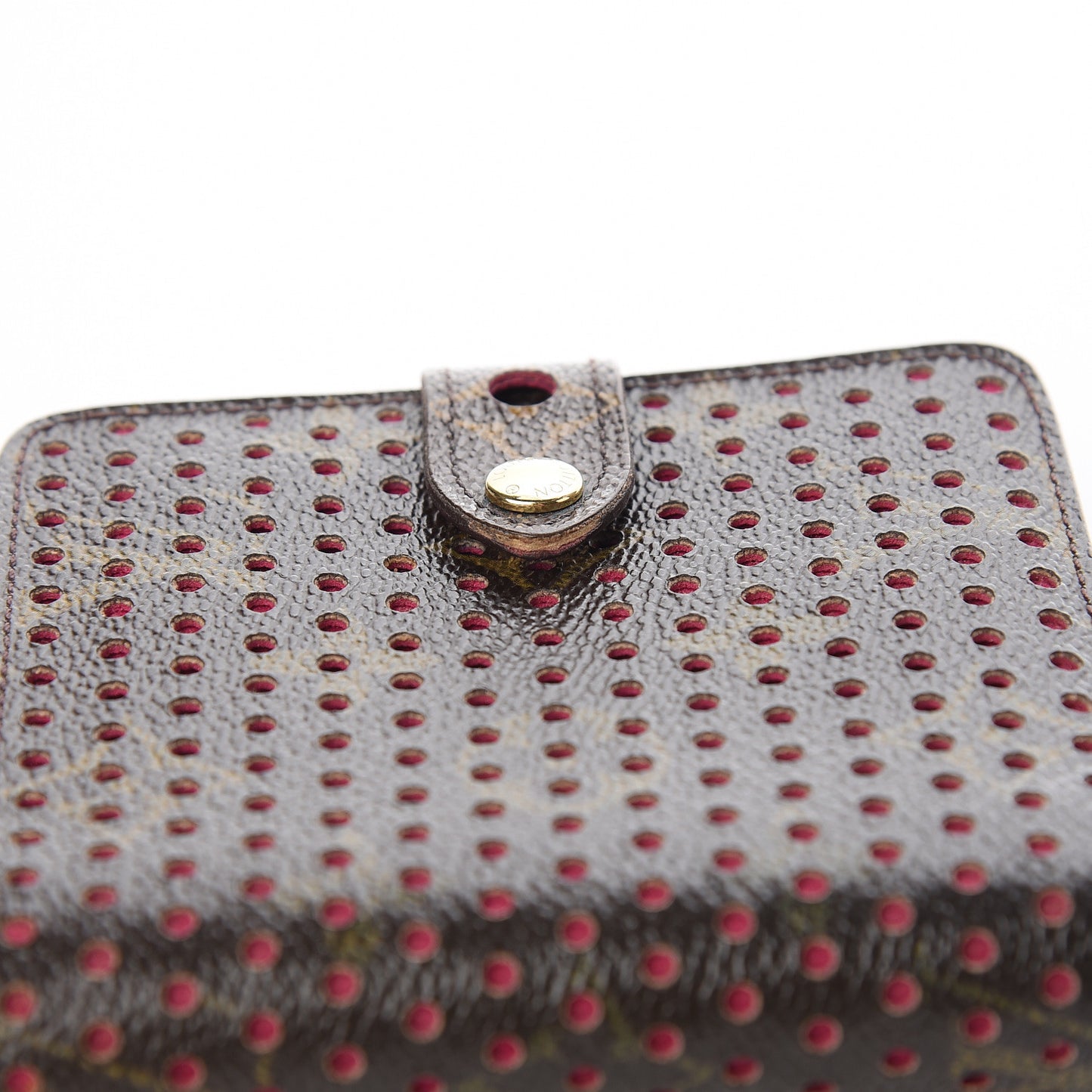 Monogram Perforated Compact Zipped Wallet Fuchsia