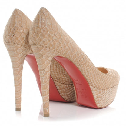 Christian Louboutin Cork Snake Print Bianca 120 Pumps 37.5 Beige 4 of 6