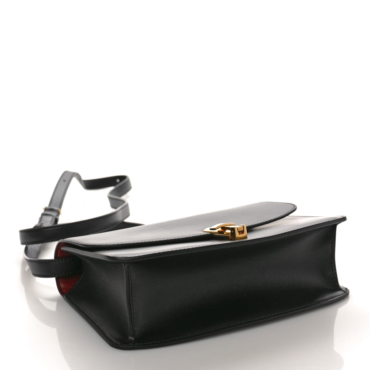 Polished Saddle Calfskin Sofia 8.75 Crossbody Black