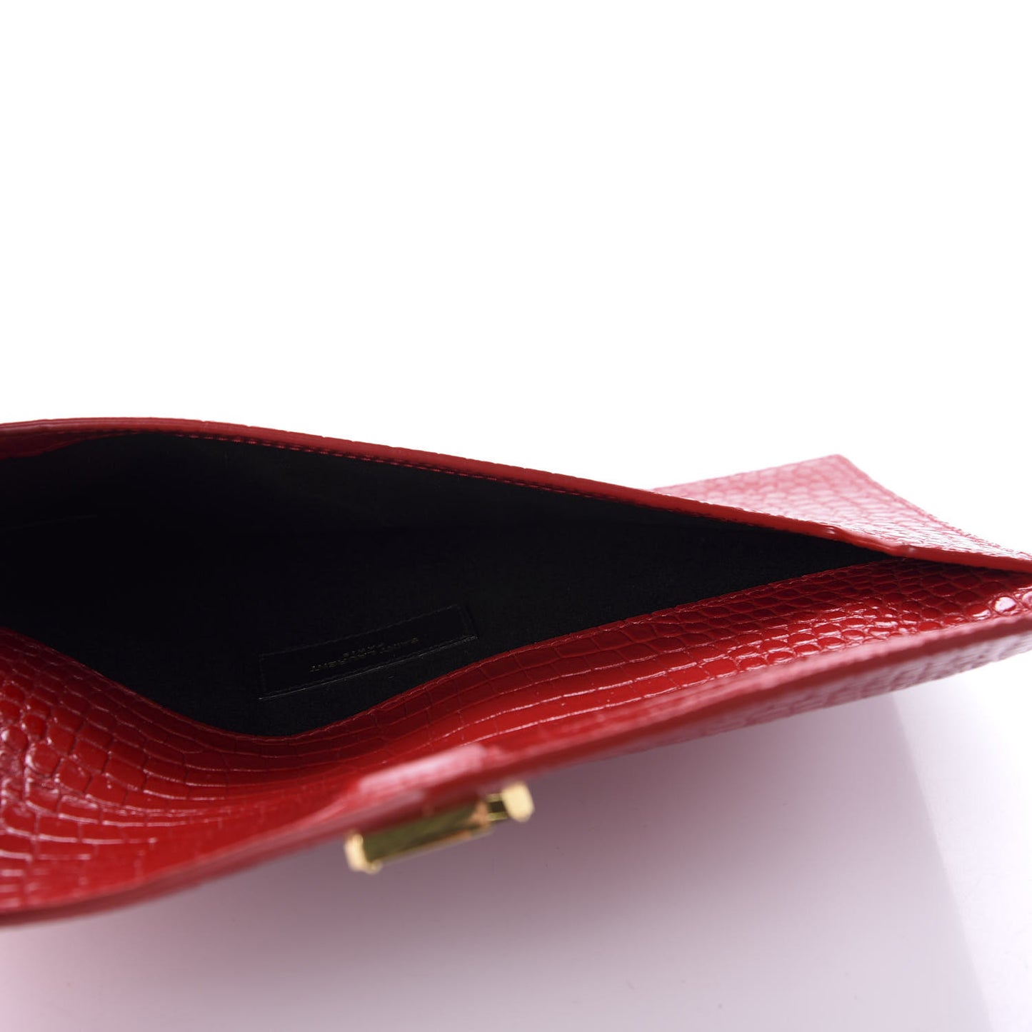 Calfskin Crocodile Embossed Uptown Monogram Clutch Rouge Eros