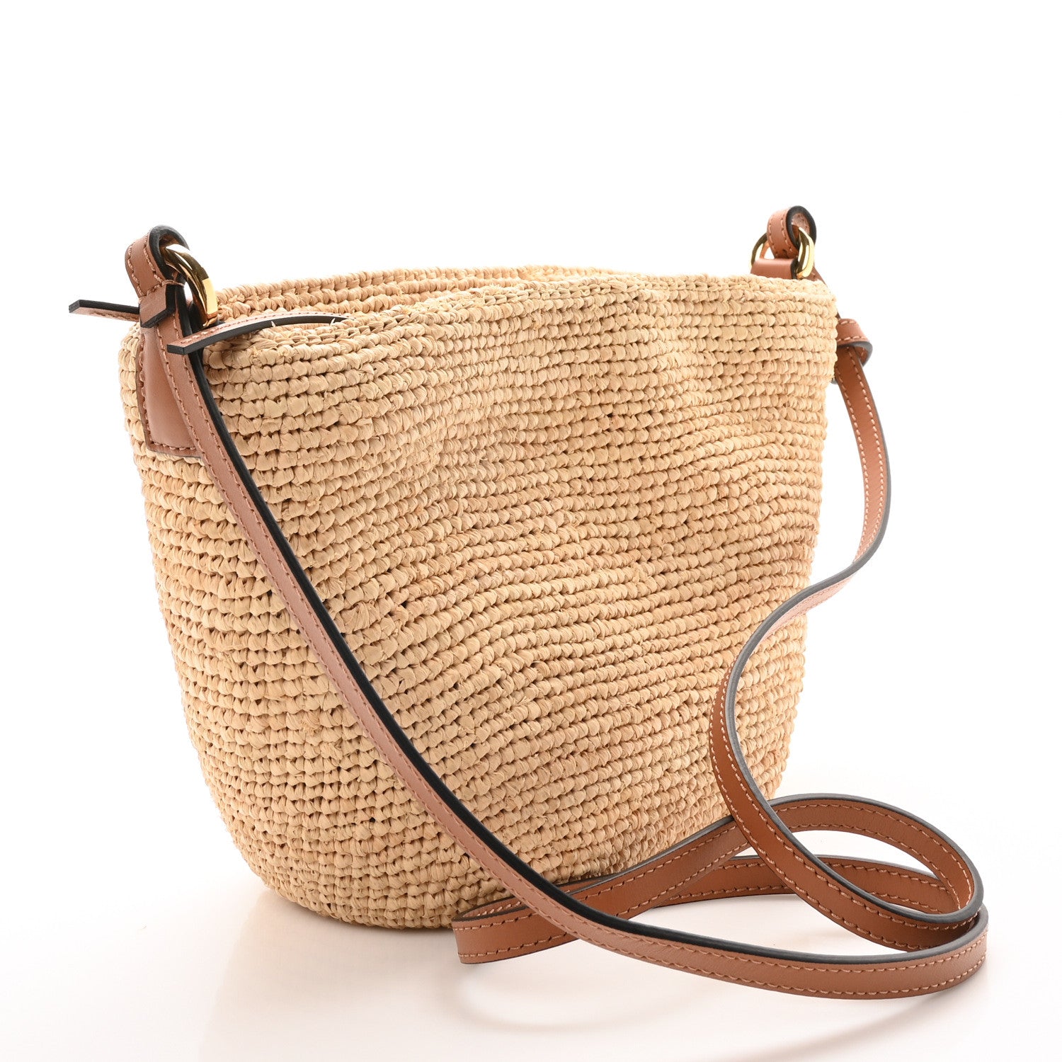 Loewe Calfskin Raffia Paulas Ibiza Pochette Bag Natural Tan 3 of 10