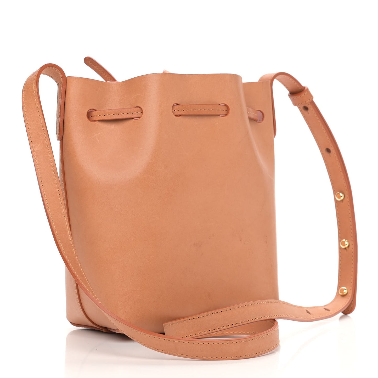 Vegetable Tanned Calfskin Mini Bucket Bag Camello Rosa