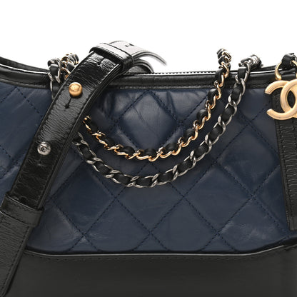 Chanel Aged Calfskin Quilted Small Gabrielle Hobo Navy Black 8 of 11