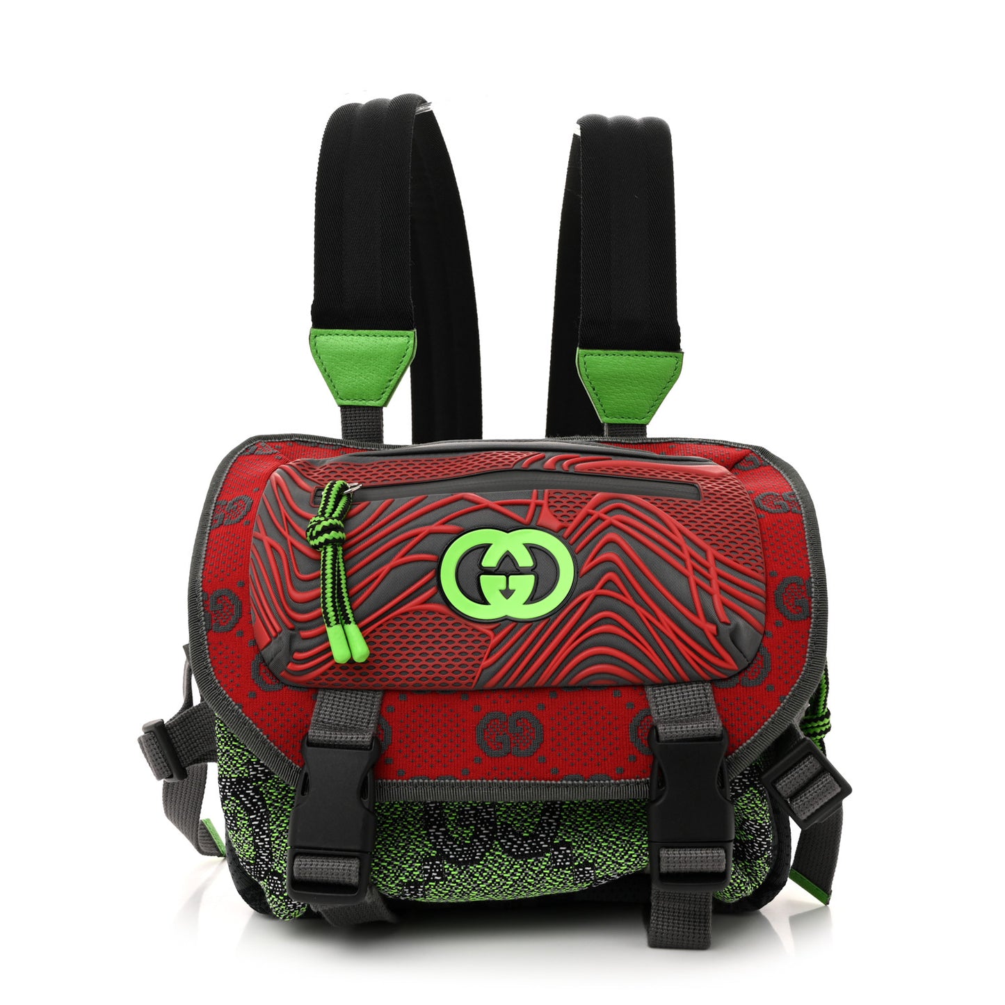Jersey GG Monogram All Over Sporty Flap Backpack Red Multicolor