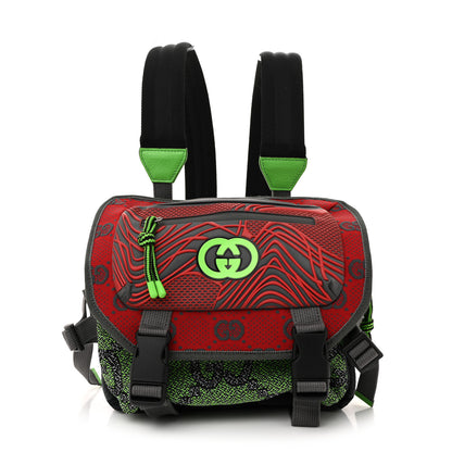Gucci Jersey GG Monogram All Over Sporty Flap Backpack Red Multicolor 1 of 10