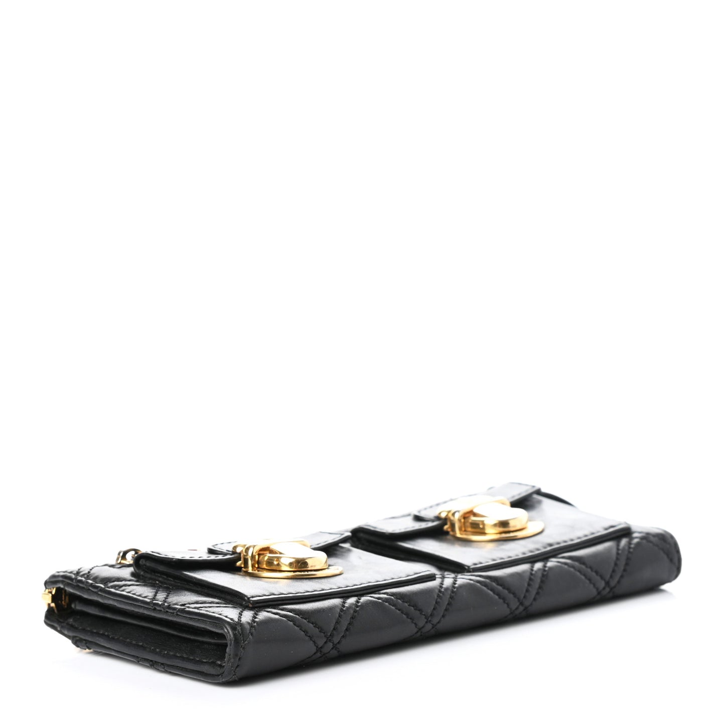 Calfskin Quilted Multipocket Zip Wallet Black