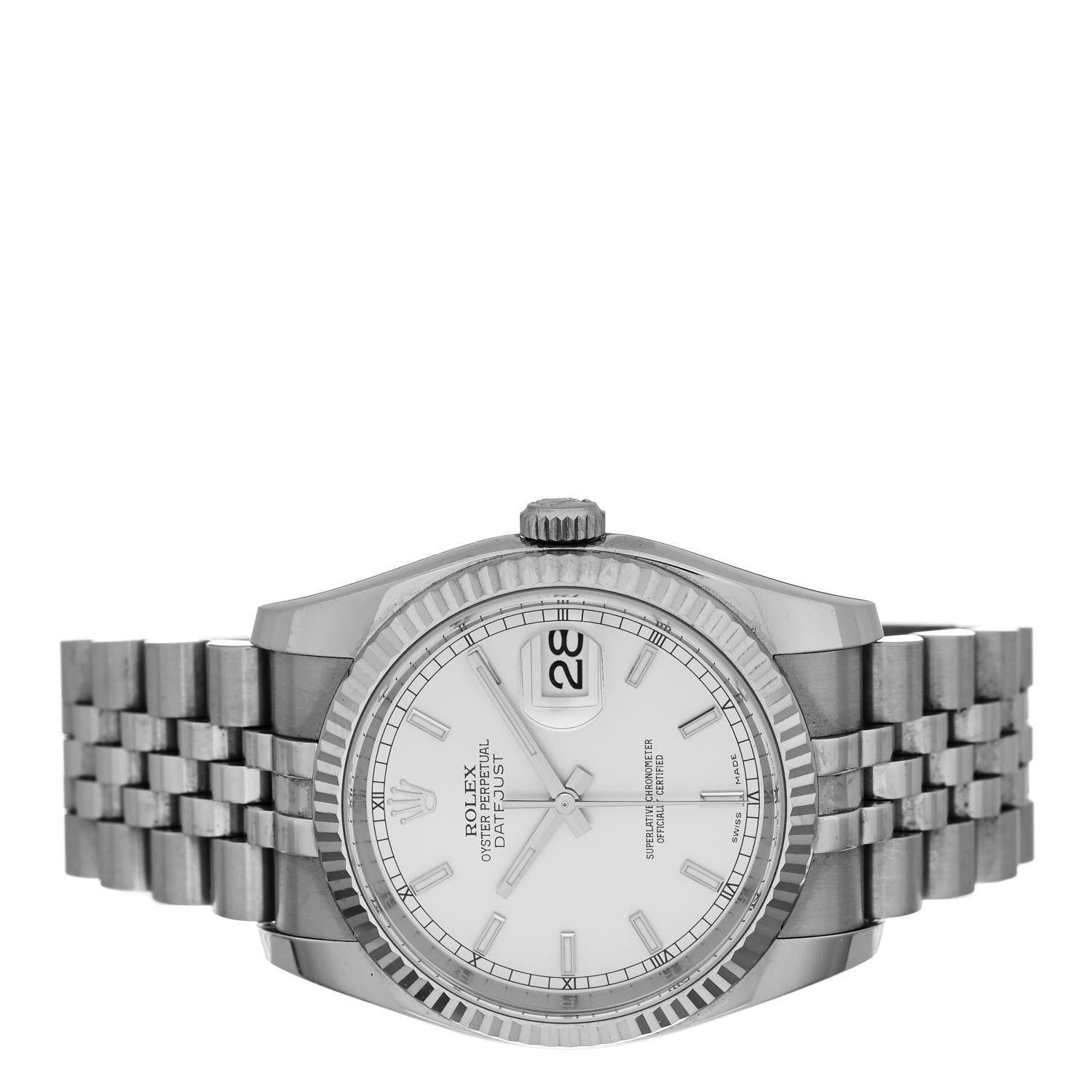 Rolex Stainless Steel 18K White Gold 36mm Oyster Perpetual Datejust Watch Silver 116234 2 of 5