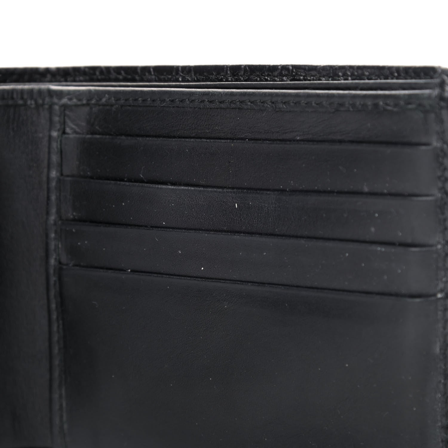 Prada Calfskin Crocodile Embossed Billfold Wallet Black 6 of 6