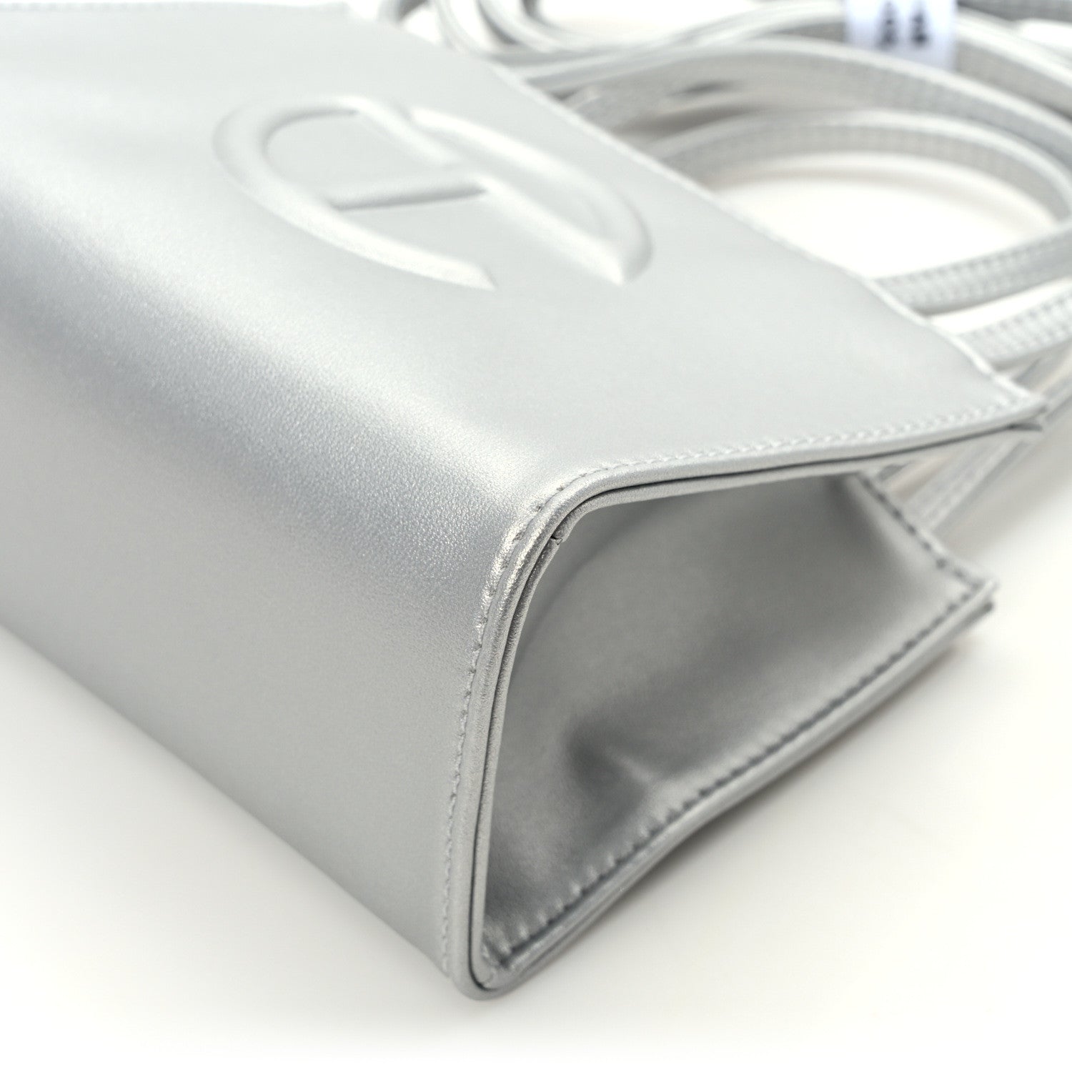 Telfar Metallic Vegan Leather Small Shopping Bag Silver 12 of 12
