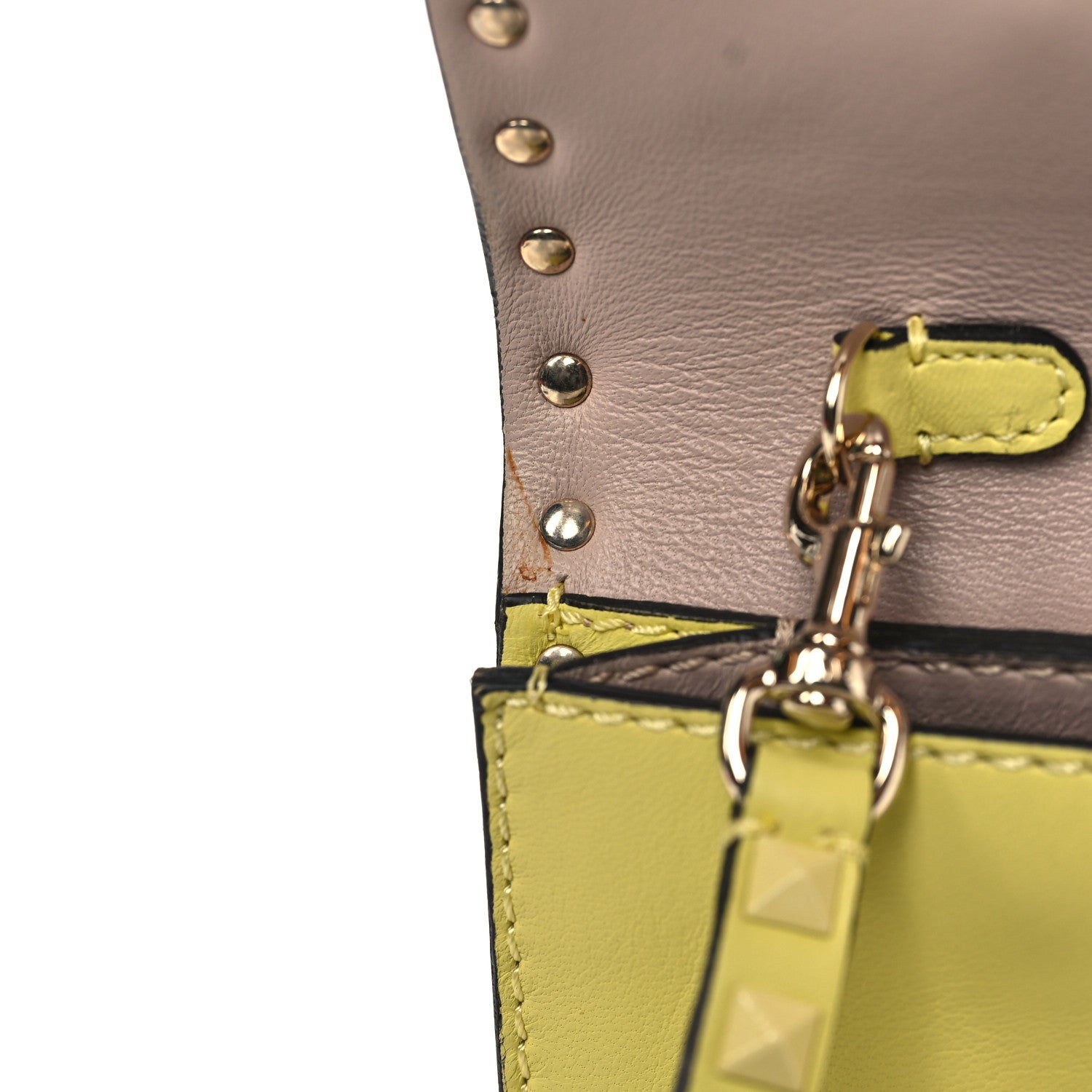 Valentino Garavani Nappa Monochrome Rockstud Wristlet Clutch Soft Yellow 7 of 8