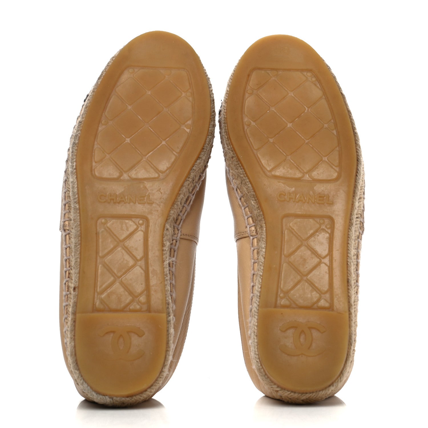 Chanel Lambskin CC Espadrilles 37 Beige Black 4 of 4