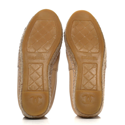 Chanel Lambskin CC Espadrilles 37 Beige Black 4 of 4