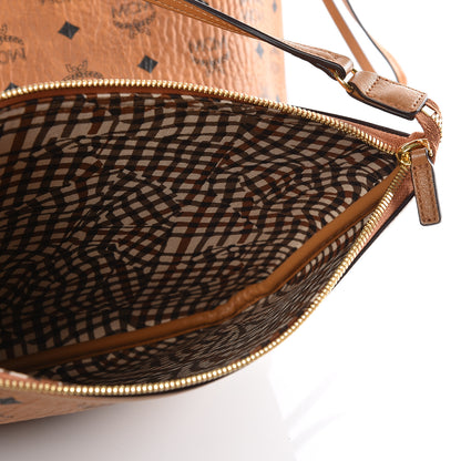 MCM Visetos Medium Liz Reversible Shopper Tote Cognac 7 of 9