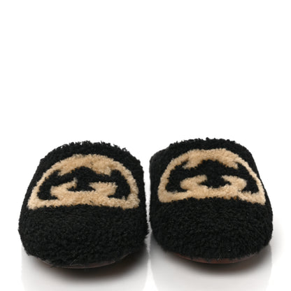 Gucci Shearling Interlocking G Womens Eileen Slippers 38.5 Black Butterscotch 2 of 8