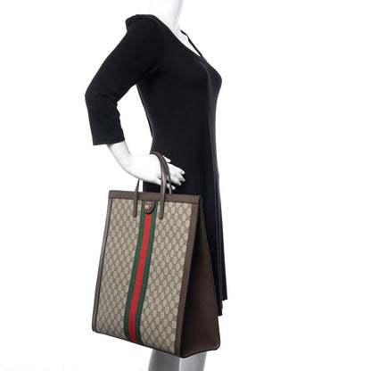 Gucci GG Supreme Monogram Web Ophidia Vertical Tote Brown 2 of 10