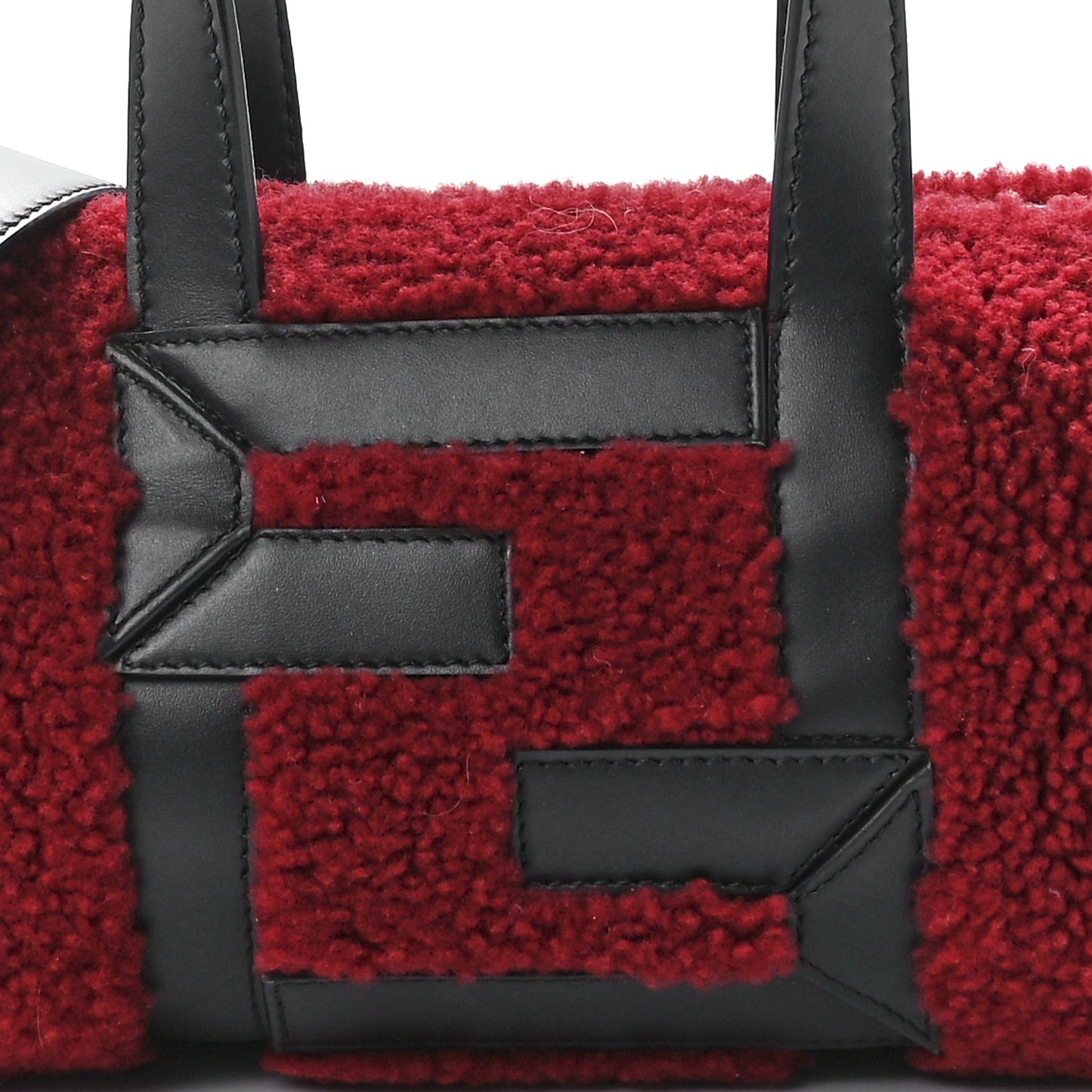 Sheepskin Vitello Mini O'Lock Bowling Bag Burgundy Black