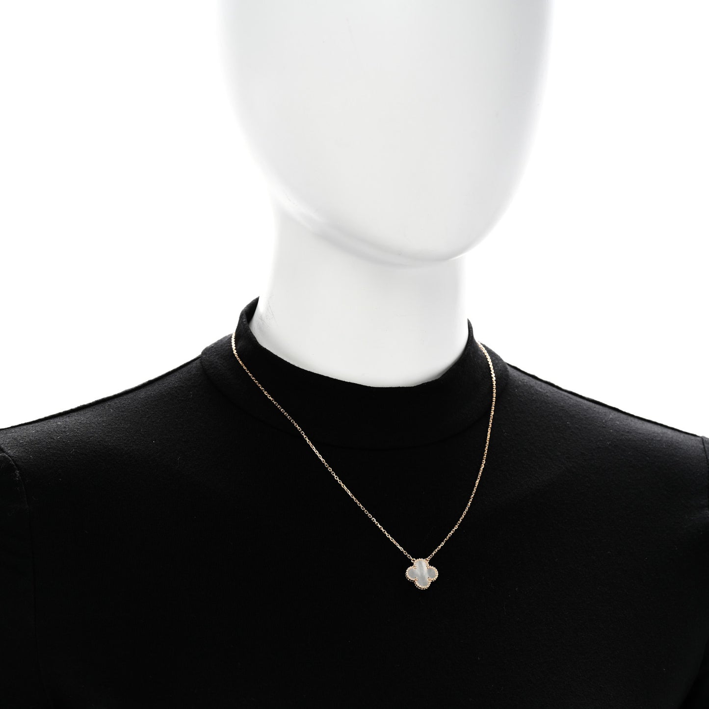 18K Yellow Gold Mother of Pearl Vintage Alhambra Pendant Necklace
