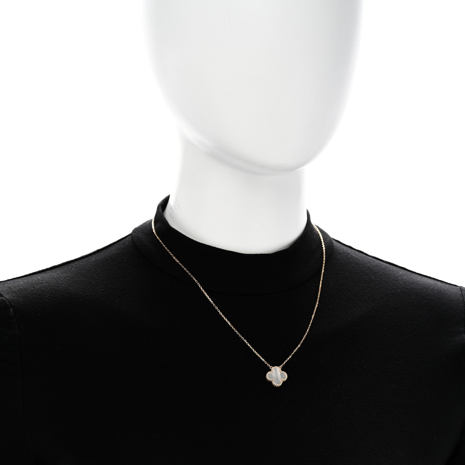 Van Cleef & Arpels 18K Yellow Gold Mother of Pearl Vintage Alhambra Pendant Necklace 2 of 6