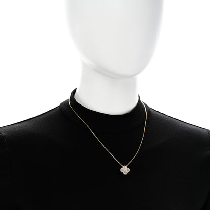 Van Cleef & Arpels 18K Yellow Gold Mother of Pearl Vintage Alhambra Pendant Necklace 2 of 6