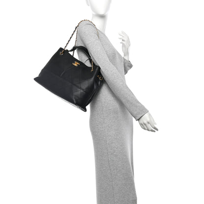 Chanel Calfskin Quilted Small Coco Base Shopping Bag Black 2 of 11