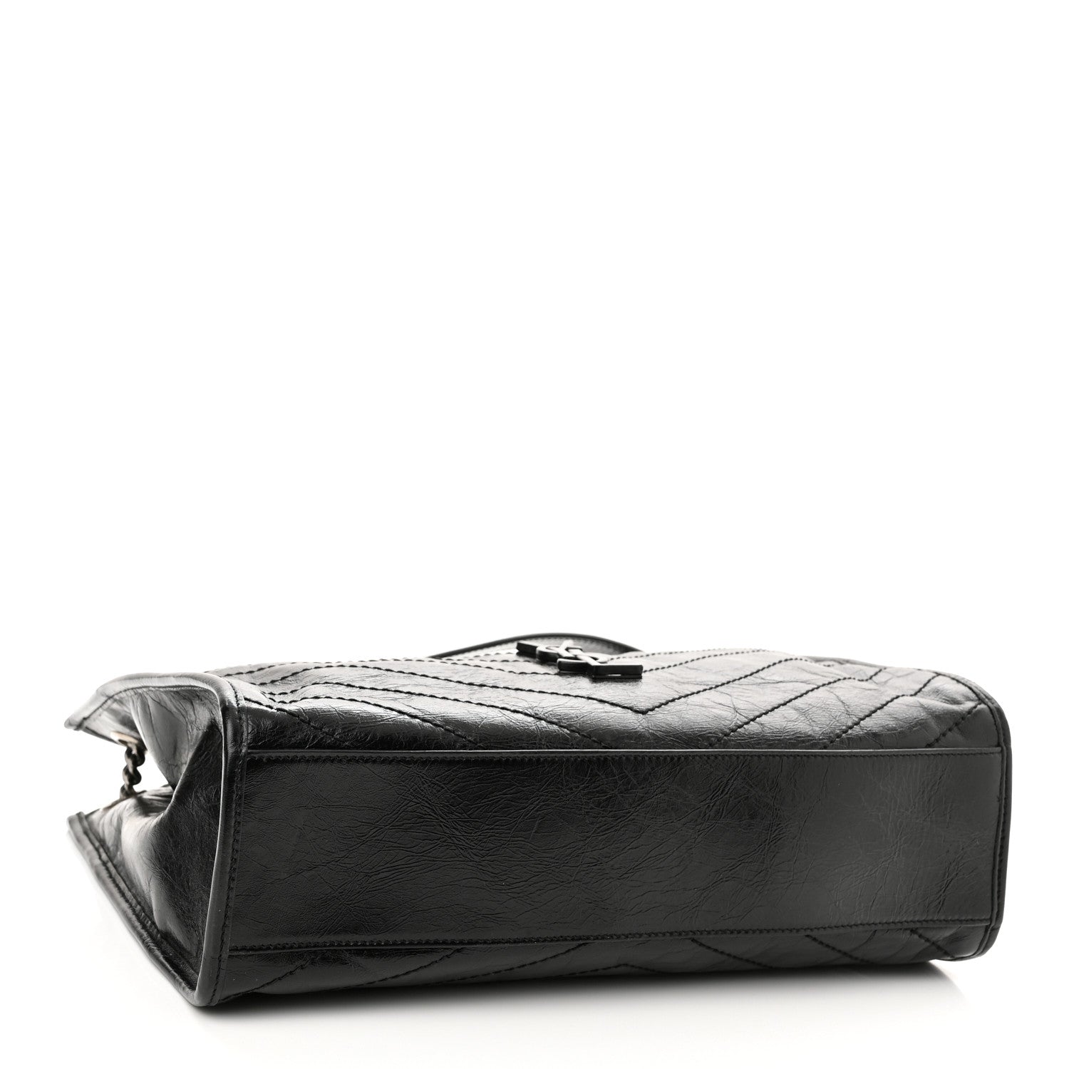 Saint Laurent Crinkled Calfskin Matelasse Monogram Medium Niki Shopper Tote Black 4 of 10