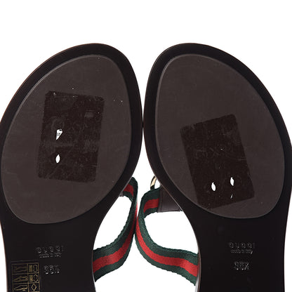 Gucci Nylon Guccissima Web Womens Thong Sandals 35.5 Green Red Cocoa 6 of 9