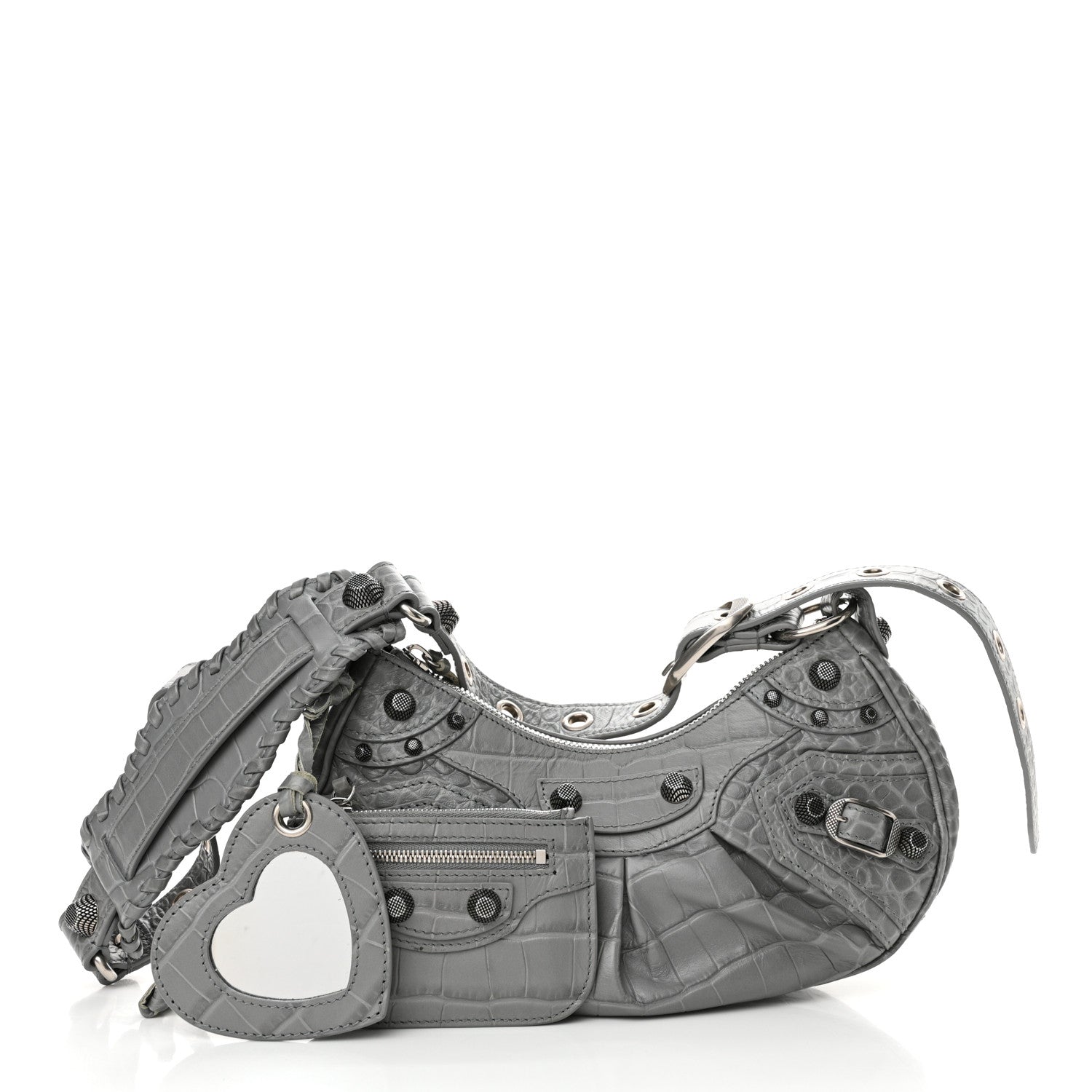 Balenciaga Extra Supple Calfskin Crocodile Embossed XS Le Cagole Shoulder Bag Balenciaga Grey 3 of 12
