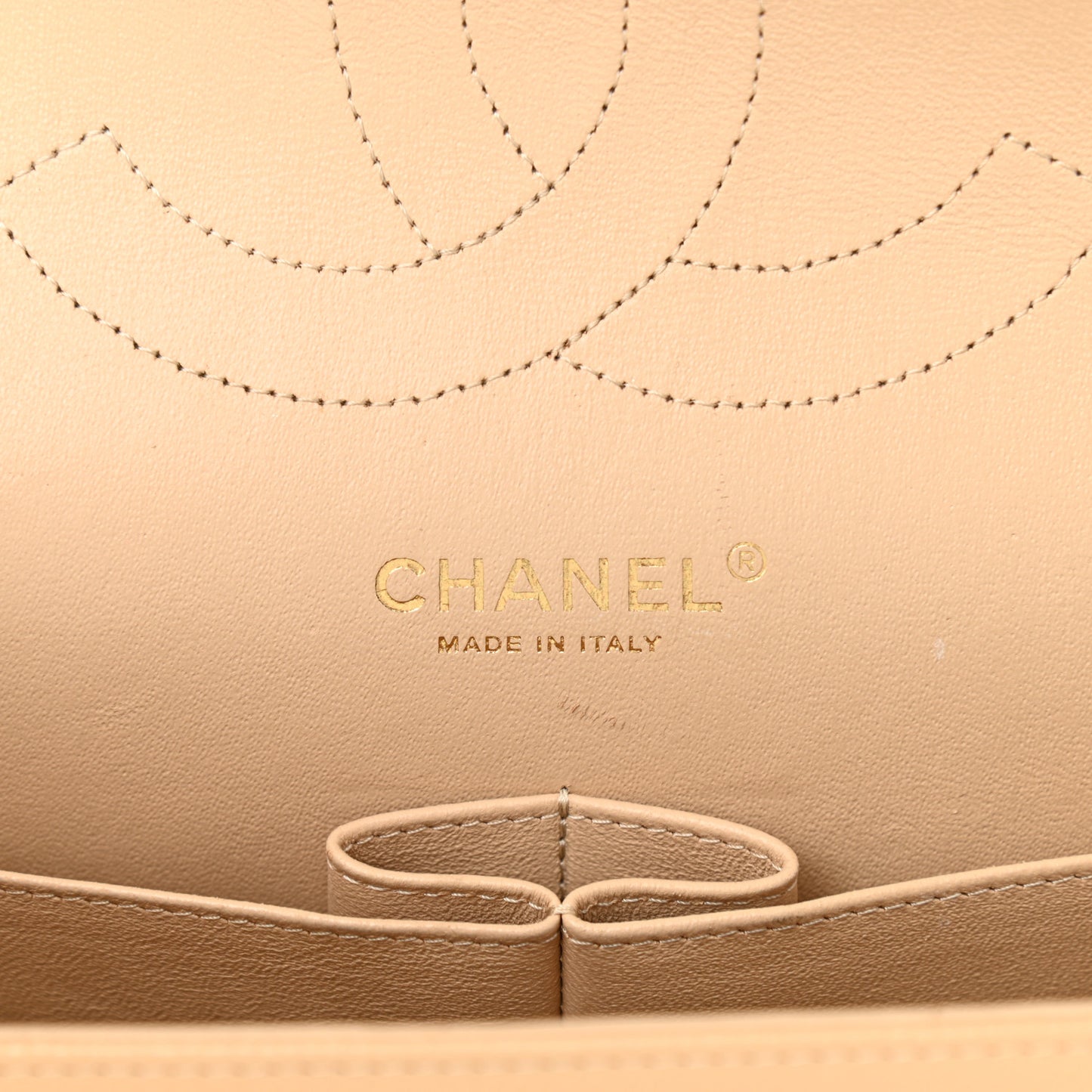 Caviar Quilted Jumbo Double Flap Beige