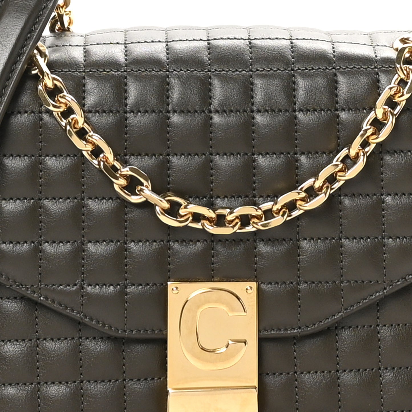 Calfskin Quilted Medium C Bag Khaki