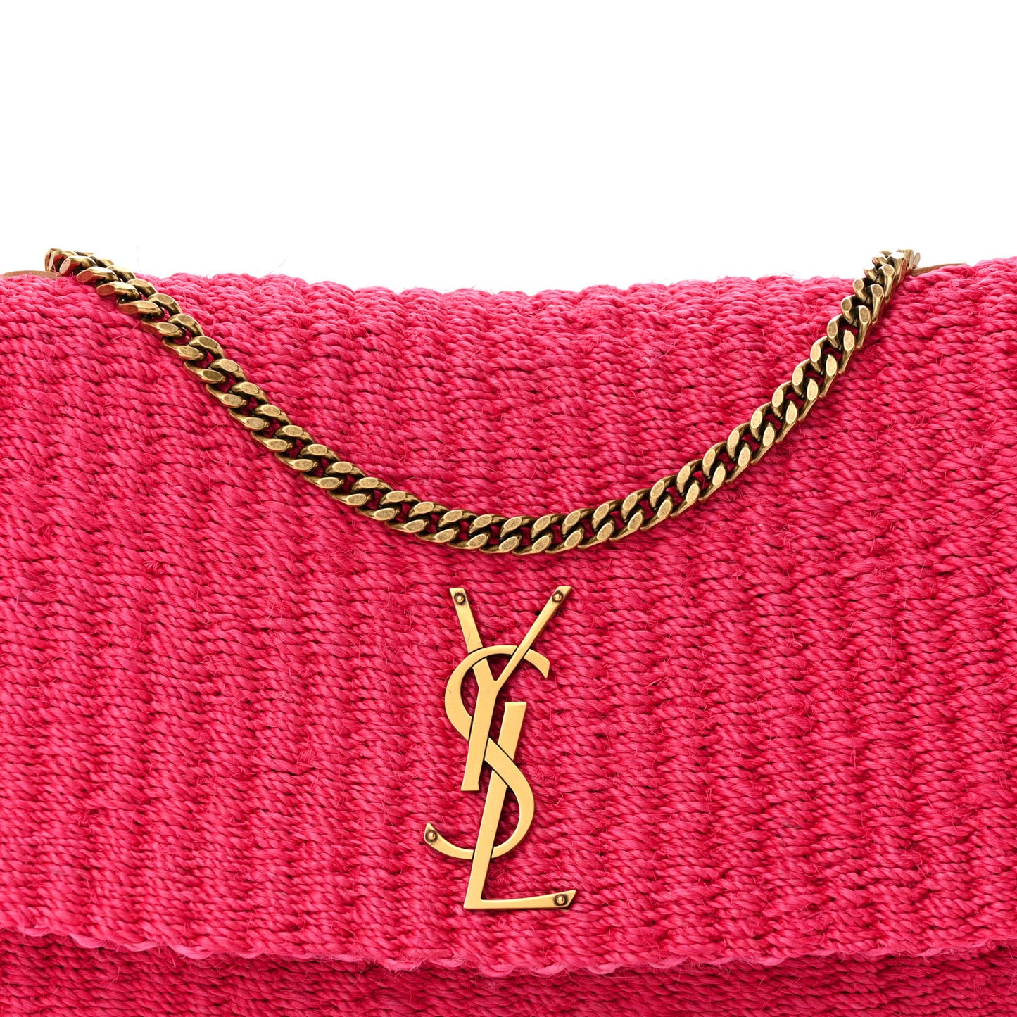 Raffia Medium Monogram Kate Satchel Pink Glow