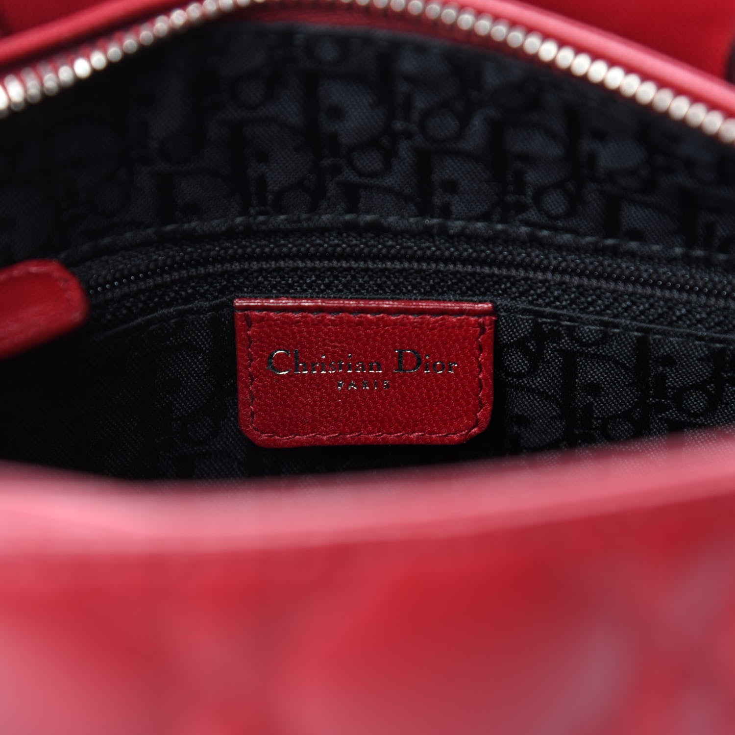 Christian Dior Lambskin Cannage Medium Lady Dior Red 9 of 11