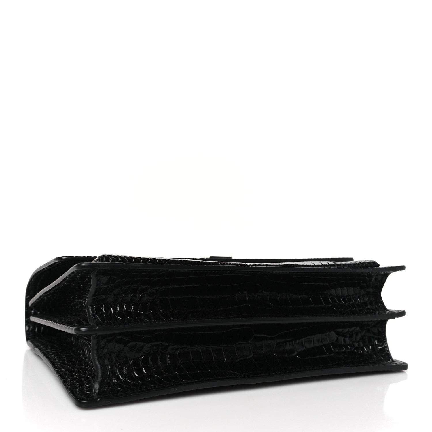 Saint Laurent Calfskin Crocodile Embossed Large Monogram Sunset Black 4 of 8