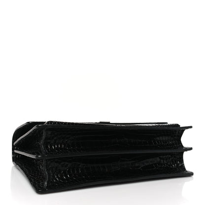 Saint Laurent Calfskin Crocodile Embossed Large Monogram Sunset Black 4 of 8