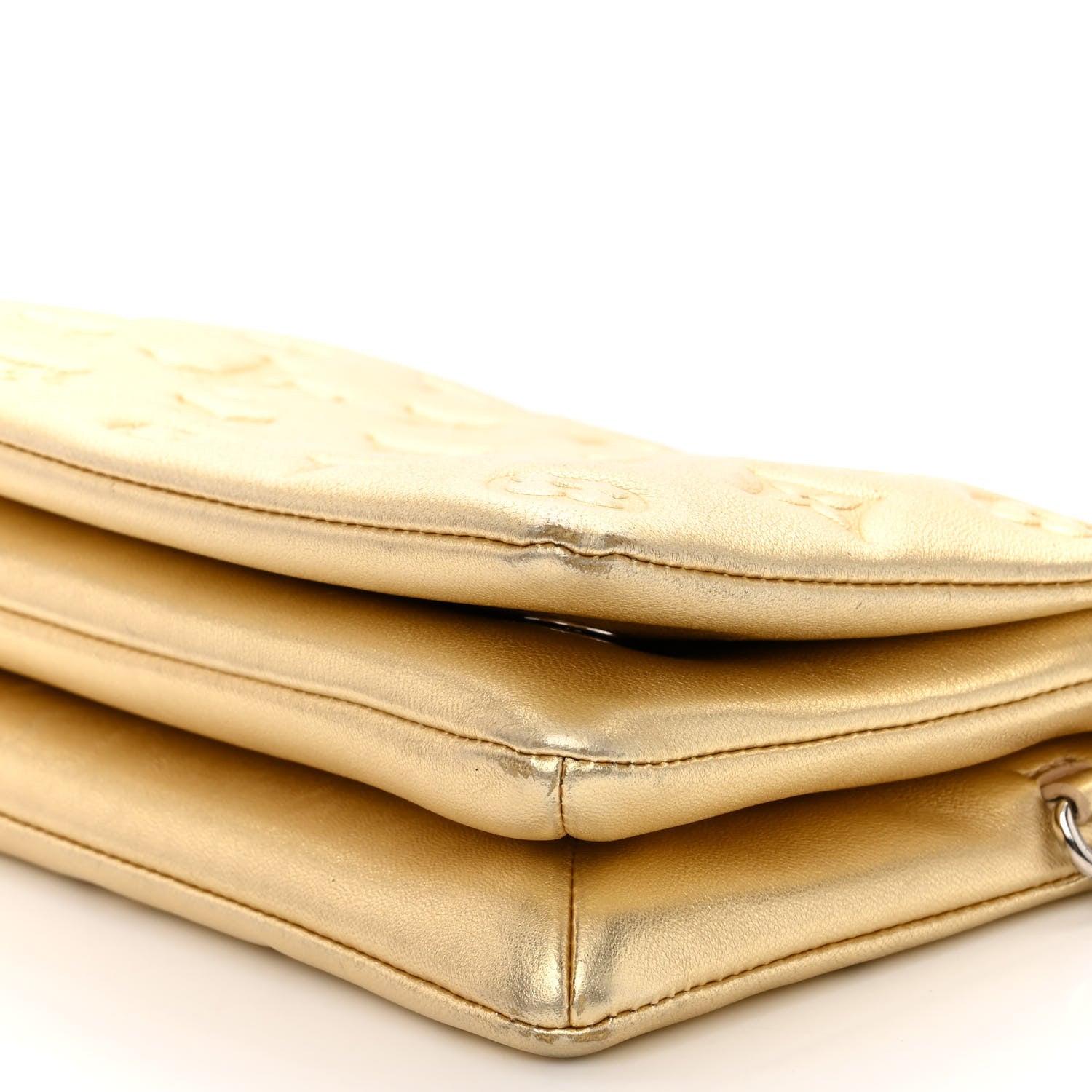 Louis Vuitton Metallic Lambskin Embossed Monogram Pochette Coussin Gold 10 of 10