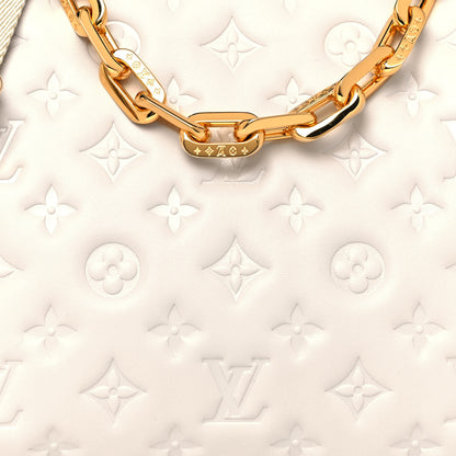 Louis Vuitton Lambskin Embossed Monogram Coussin PM Beige Cream 7 of 11