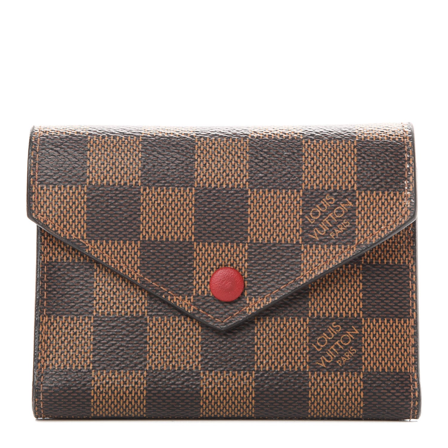 Louis Vuitton Damier Ebene Victorine Wallet Red 1 of 12