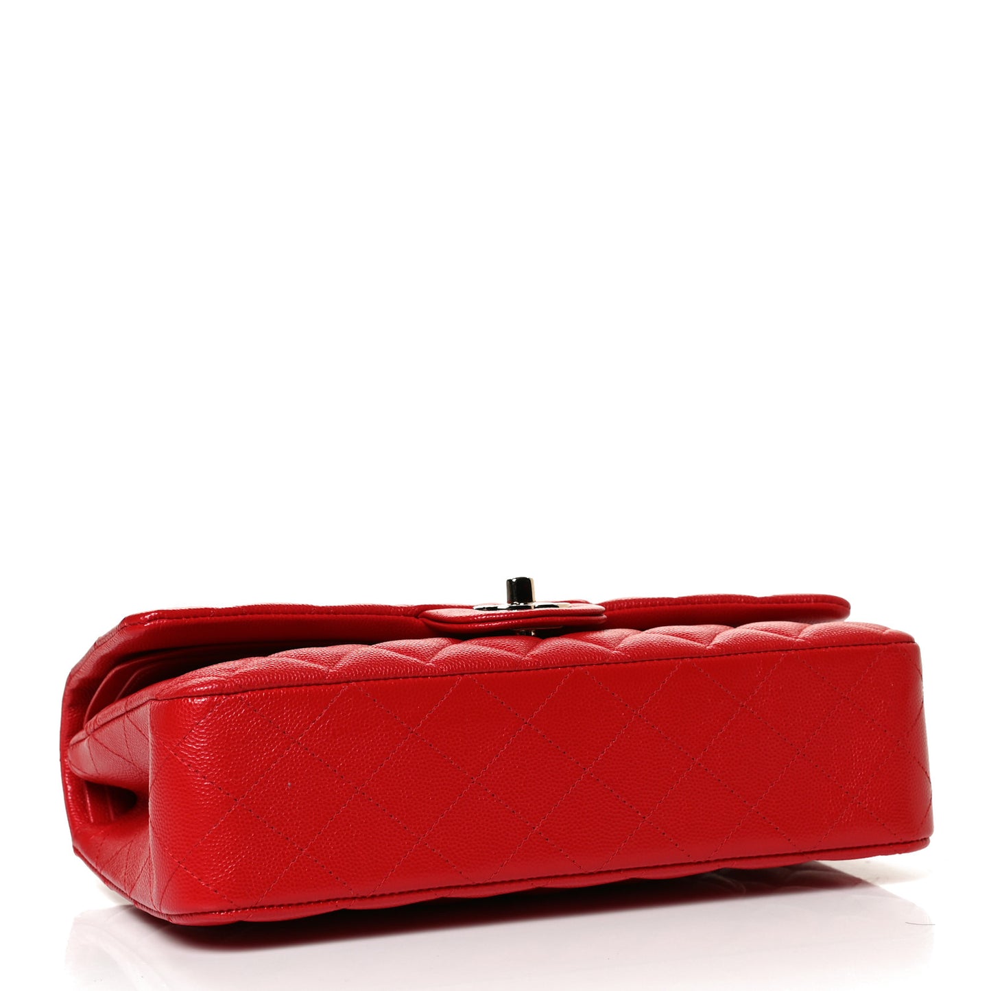 Caviar Quilted Medium Double Flap Red