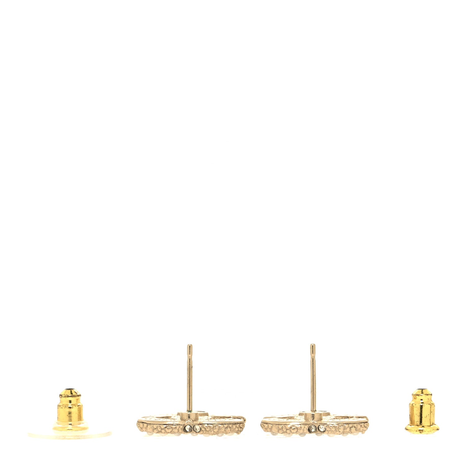 Chanel Metal Graduated Pearl Crystal CC Earrings Light Gold 3 of 4