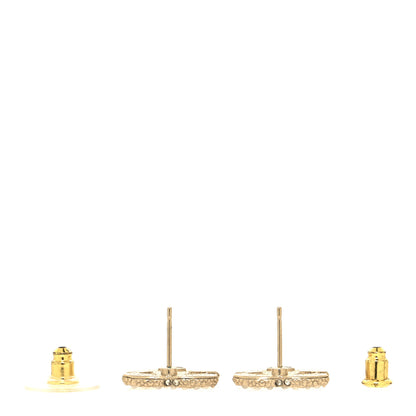 Chanel Metal Graduated Pearl Crystal CC Earrings Light Gold 3 of 4
