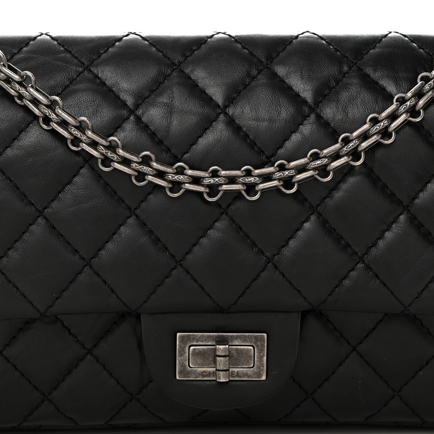 Aged Calfskin Quilted 2.55 Reissue 225 Flap Black