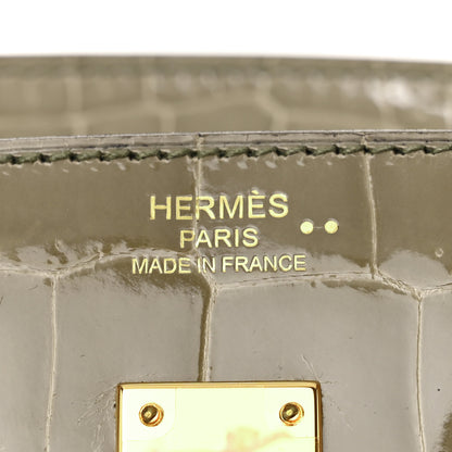 Hermes Shiny Niloticus Crocodile Birkin 25 Gris Tourterelle 6 of 11